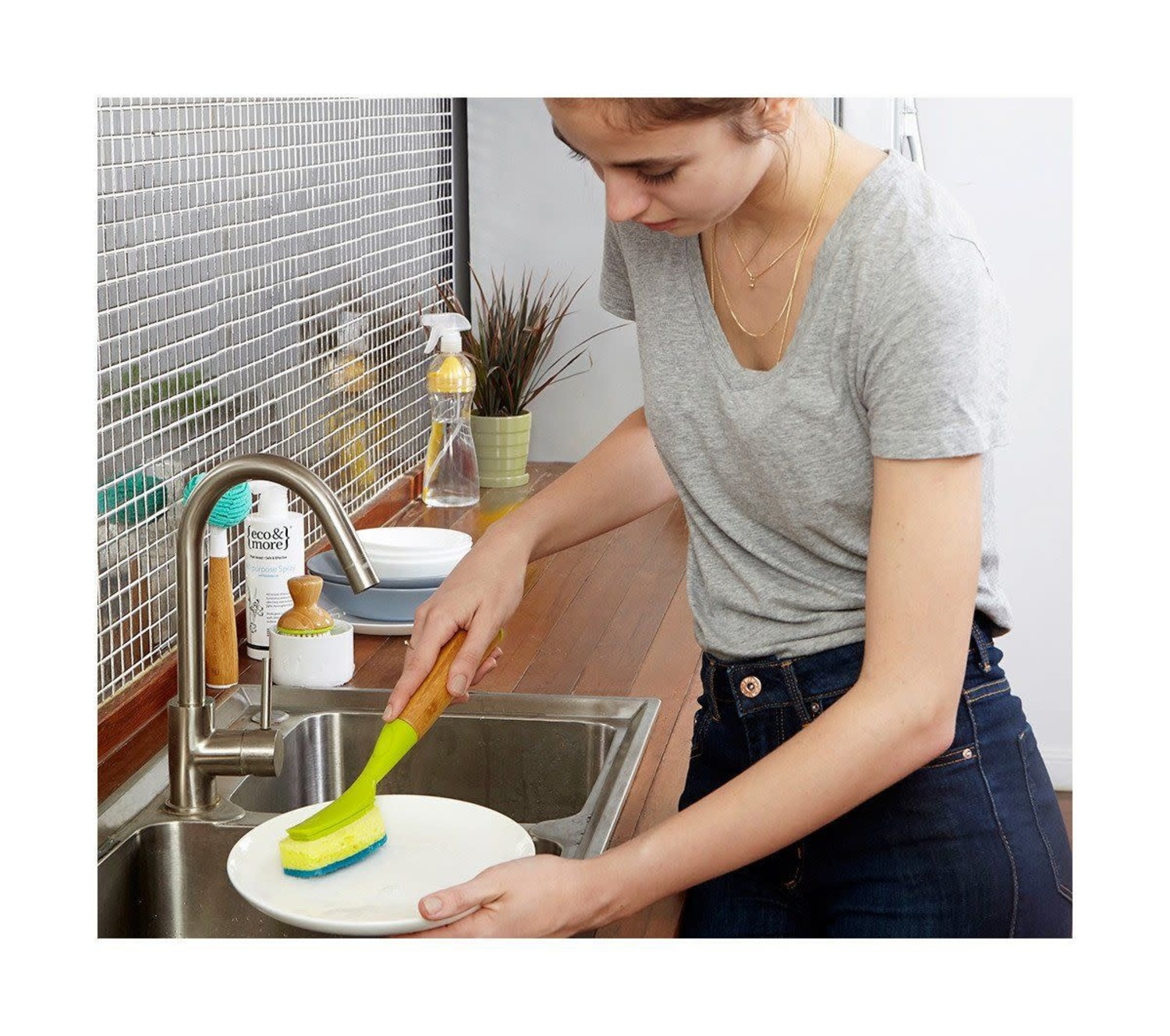 Kitchen Brushes Washing Dishes  Sponge Washing Dishes Handle