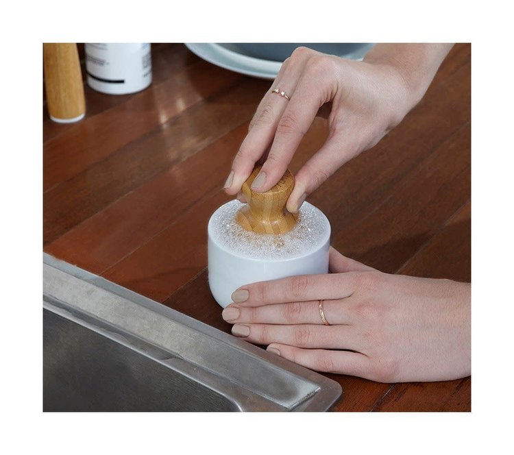 Dish Brush with Foaming Ceramic Soap Dish