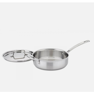 5.5-quart Curved Sauté Pan in 5-ply brushed stainless steel » NUCU