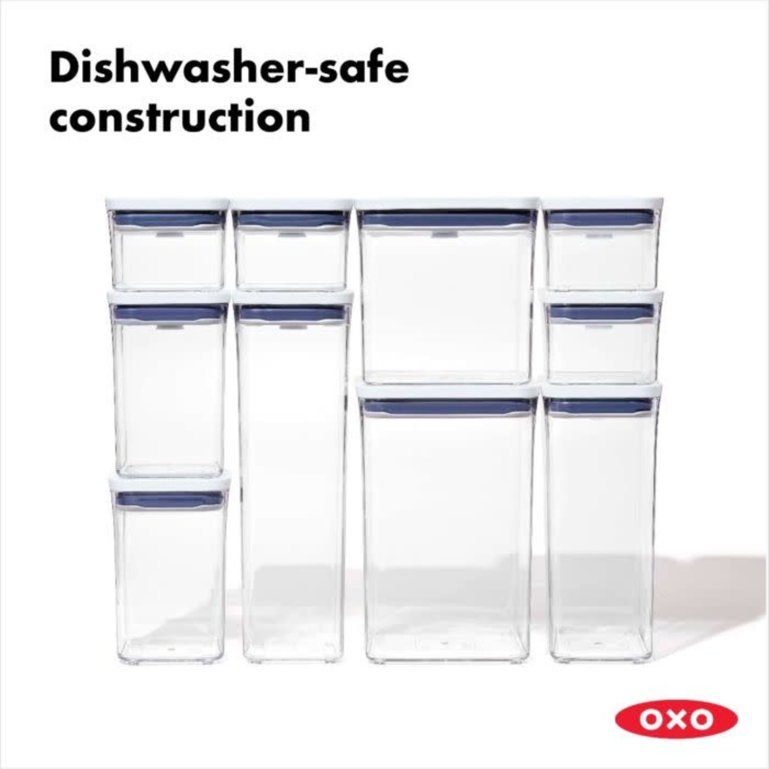 OXO 2.7 Qt. / 2.6 Liter Clear Rectangular SAN Plastic Food Storage  Container with Stainless Steel POP Lid
