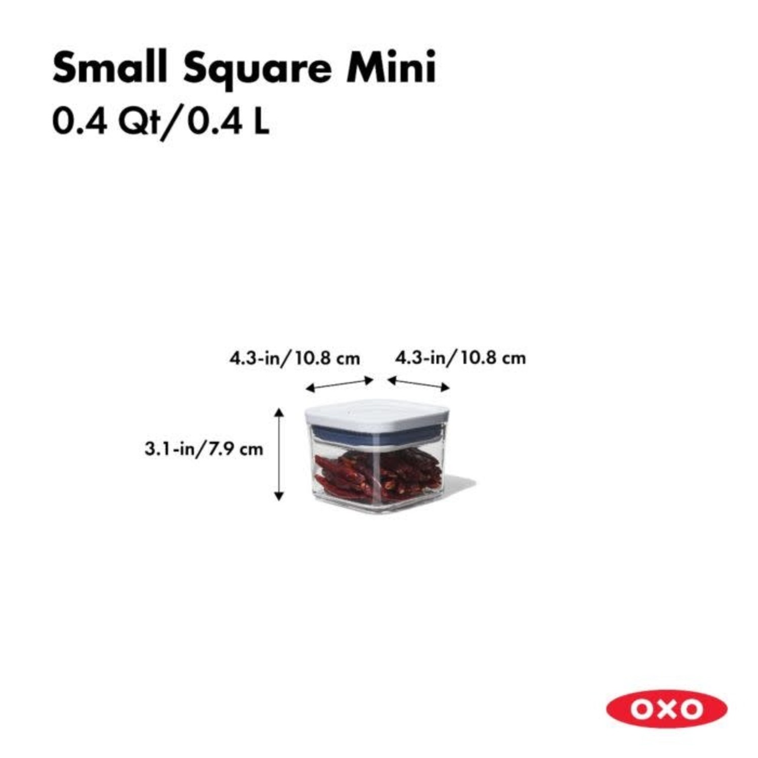 OXO 11236700 Small Square Mini 0.4 Quart Pop Container