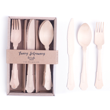 Birch Wood Disposable Flatware Set