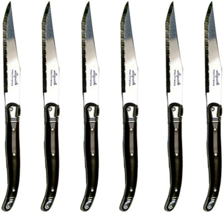 Set of 6 Laguiole Black Marbled Steak Knives Whisk
