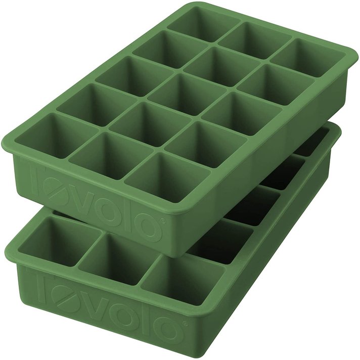 RSVP Int - Stainless Steel Ice Cube Tray - Large Cubes - exist green