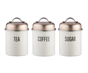 copper tea coffee sugar jars