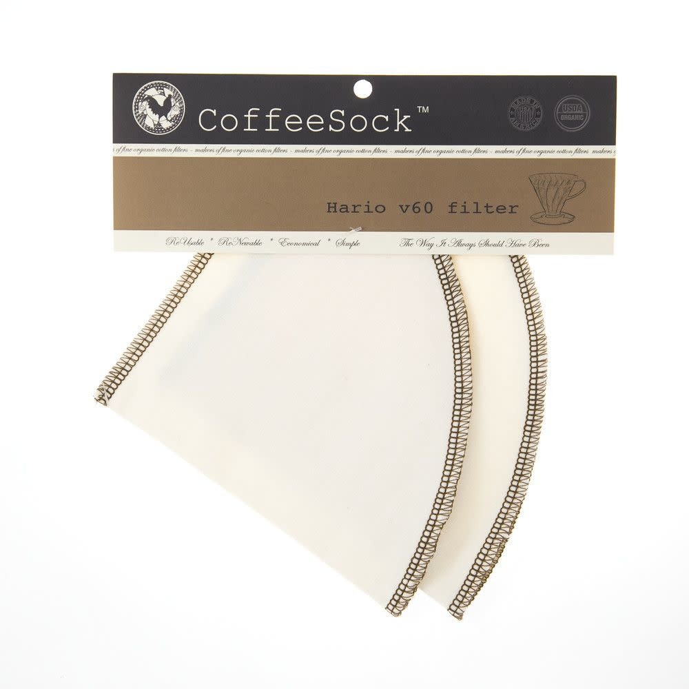 CoffeeSock Cloth Coffee Filter for Hario v60 2, set of 2 Whisk