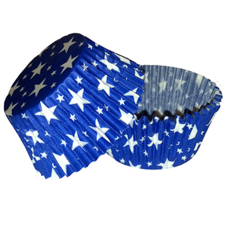 Blue & White Star Baking Cups