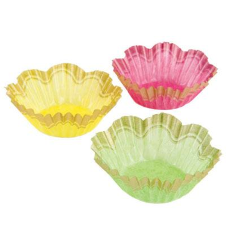 Assorted Petit Four Fluted Baking Cups with Gold Pattern