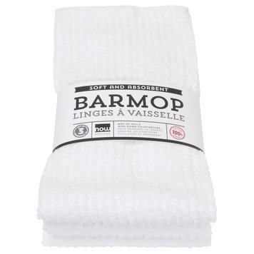 Set of 3 Large White Barmop Dishtowels