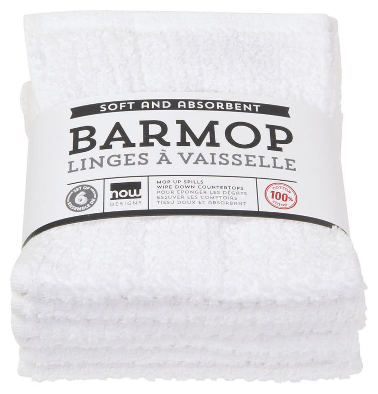 Set of 6 Small White Barmop Dishtowels
