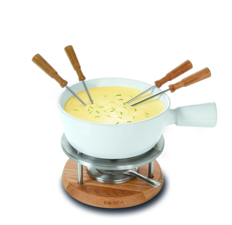 Boska White Ceramic Fondue Set, 4 Person