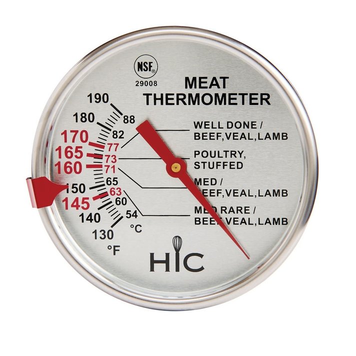 Escali Oven Safe Meat Thermometer 0 F 17.8 C to 220 F 104.4 C Easy to Read  Durable Dishwasher Safe Large Display Shatter Proof Pot Clip Temperature  Guide For Milk Beverage - Office Depot