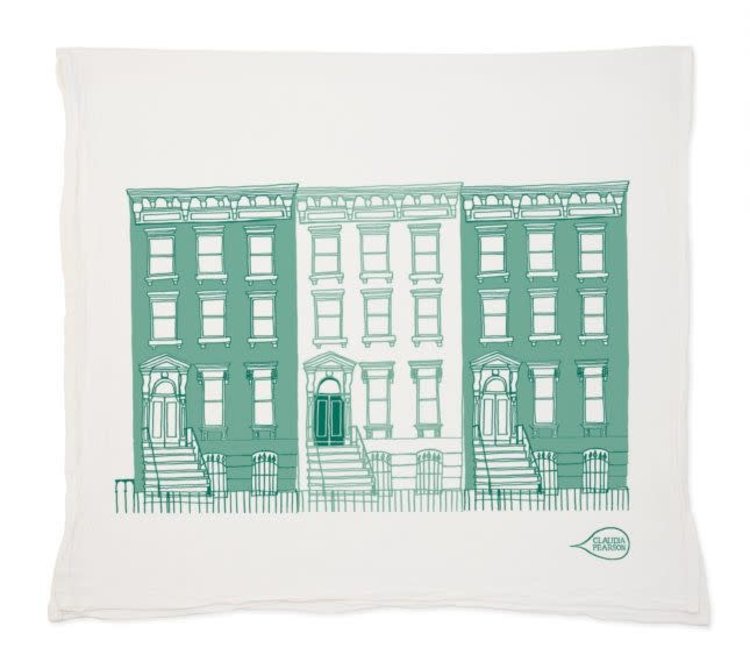 Claudia Pearson Green Brownstone Dishtowel