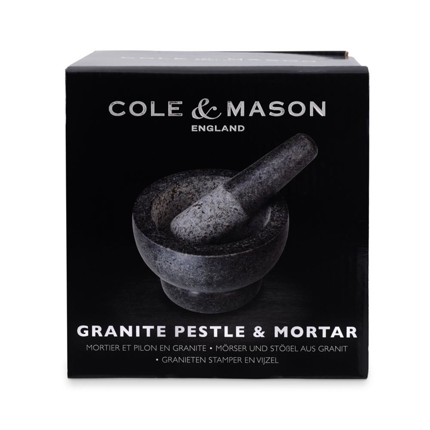 Mortar And Pestle Set Large Granite Natural, Polished Black Exterior Finish