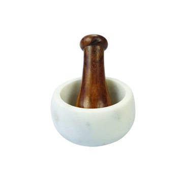 Marble & Wood Mortar & Pestle