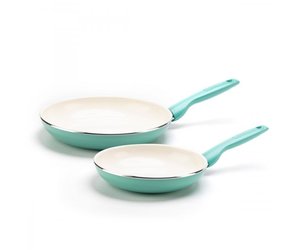 GreenPan Rio Collection Ceramic Nonstick Fry Pan Set - Turquoise