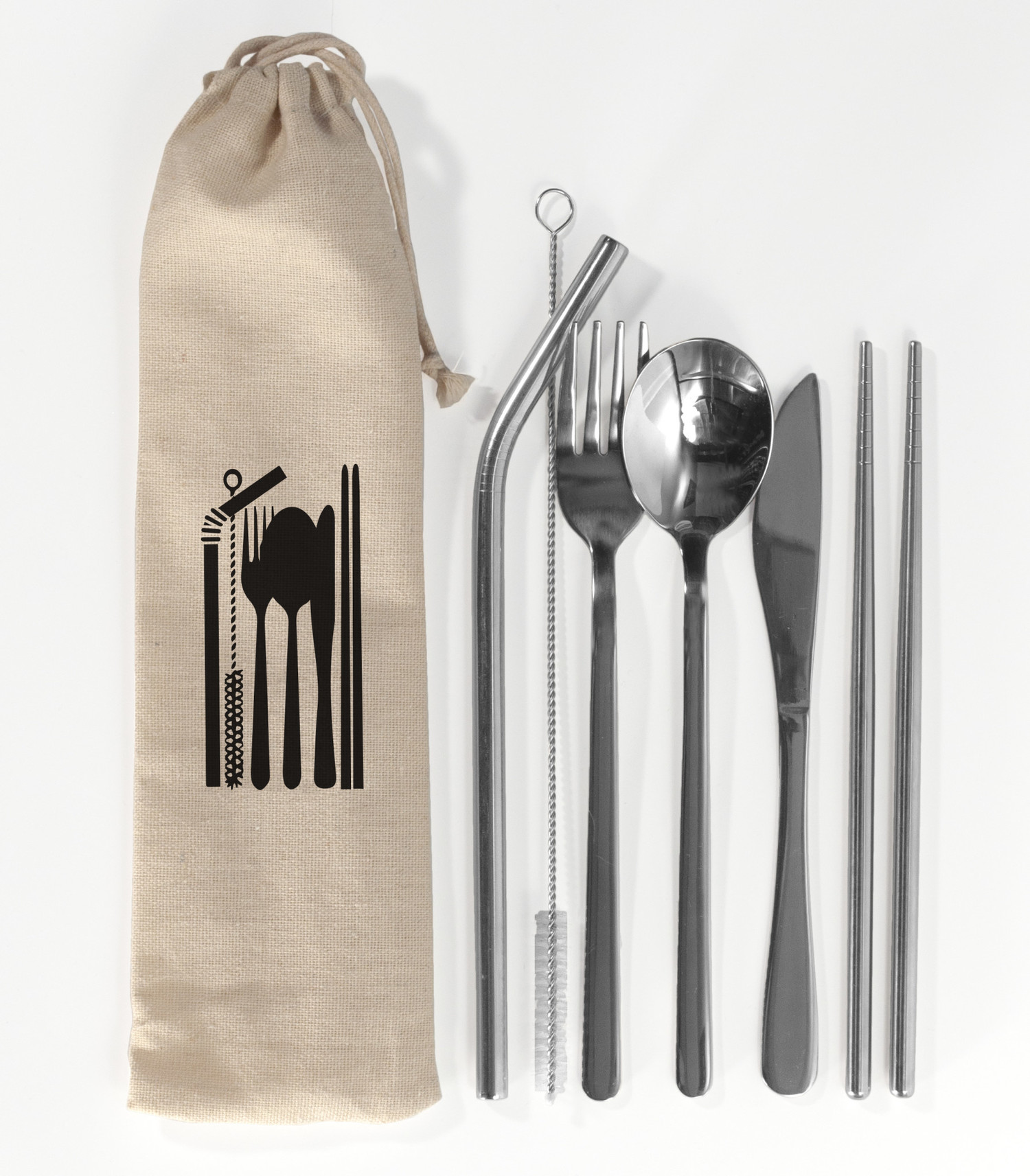 travel cutlery set with straw