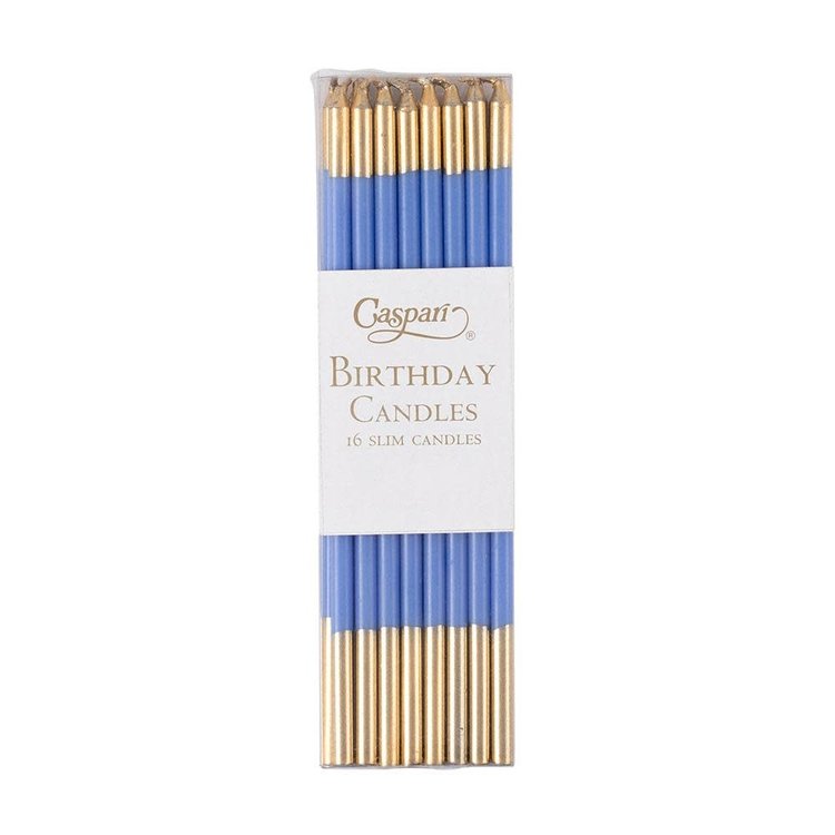 French Blue & Gold Birthday Candles, set of 16