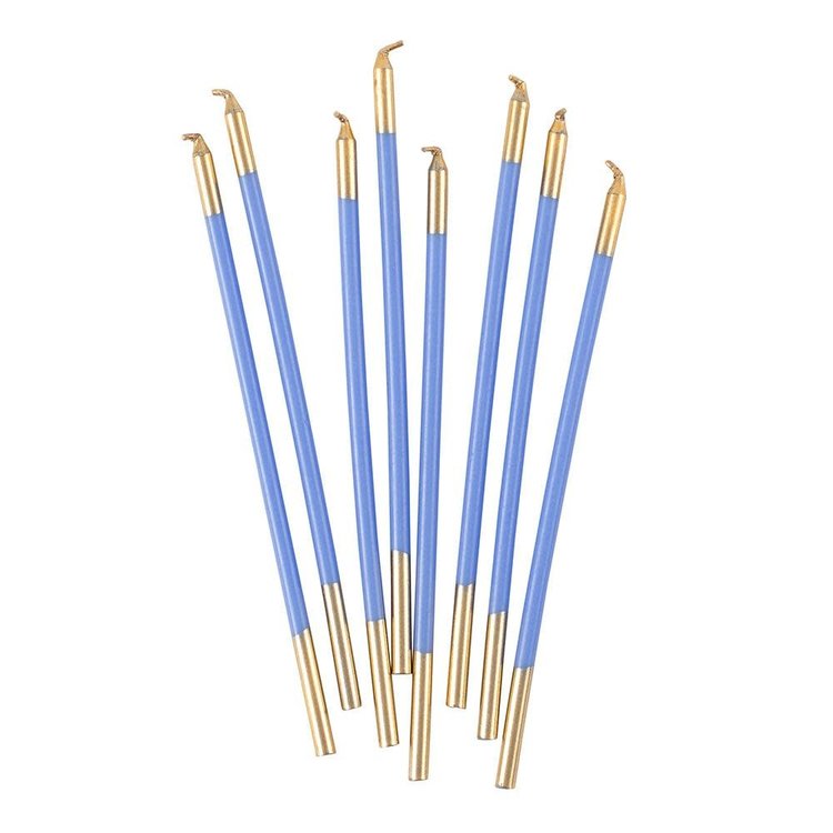 French Blue & Gold Birthday Candles, set of 16