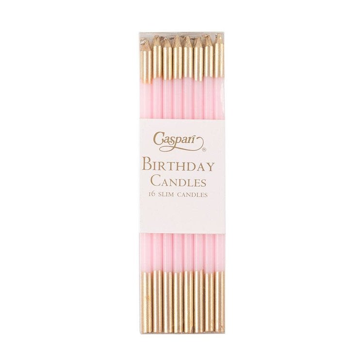 Petal Pink & Gold Birthday Candles, set of 16