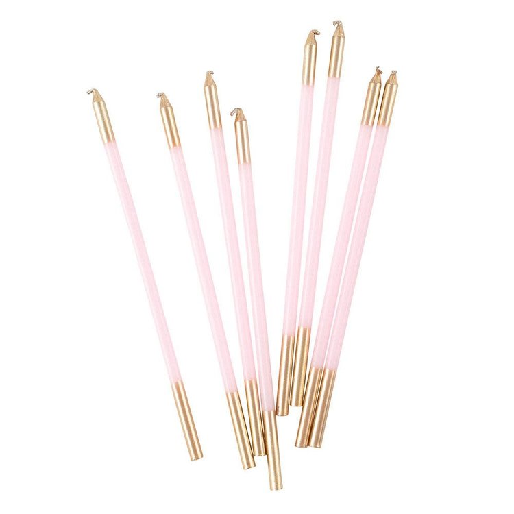 Petal Pink & Gold Birthday Candles, set of 16