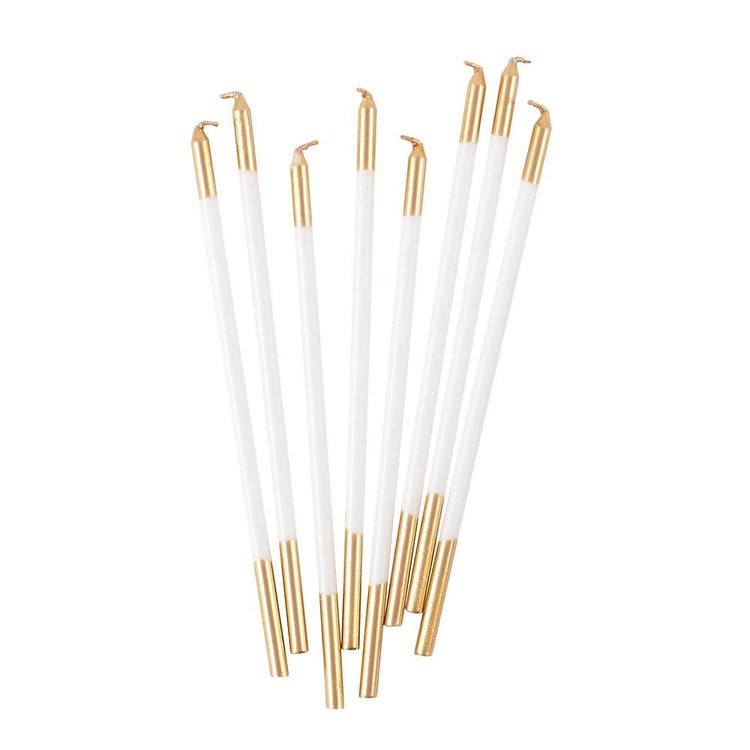 White & Gold Birthday Candles, set of 16