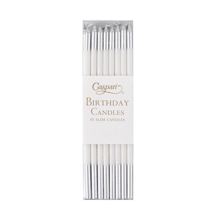 White Glitter-Dipped Tall Birthday Candles, Set of 12 - Cake