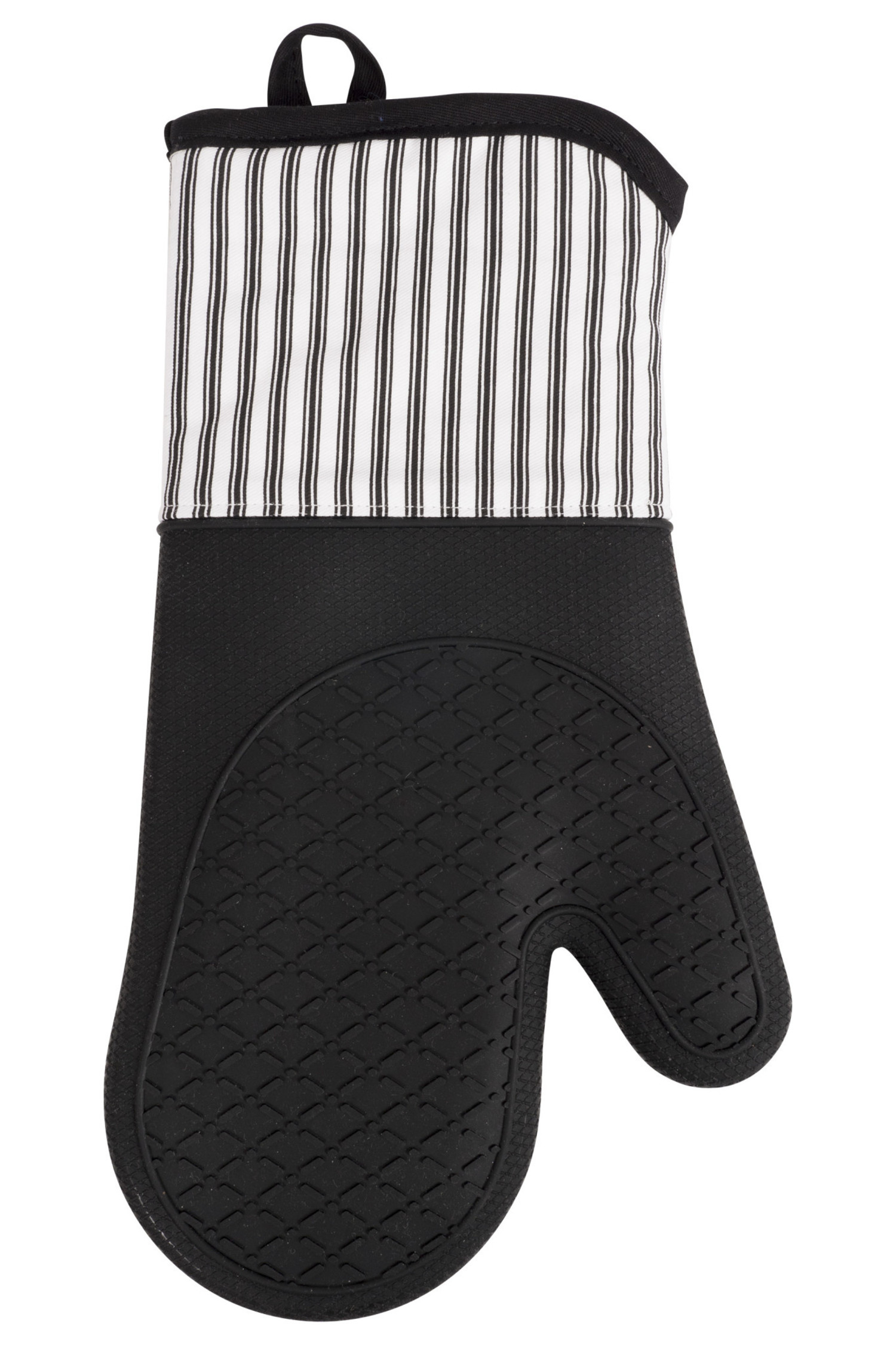 Thumb’s Up Oven Mitt, Set of 2, Charcoal with White Stripe, Set of 2