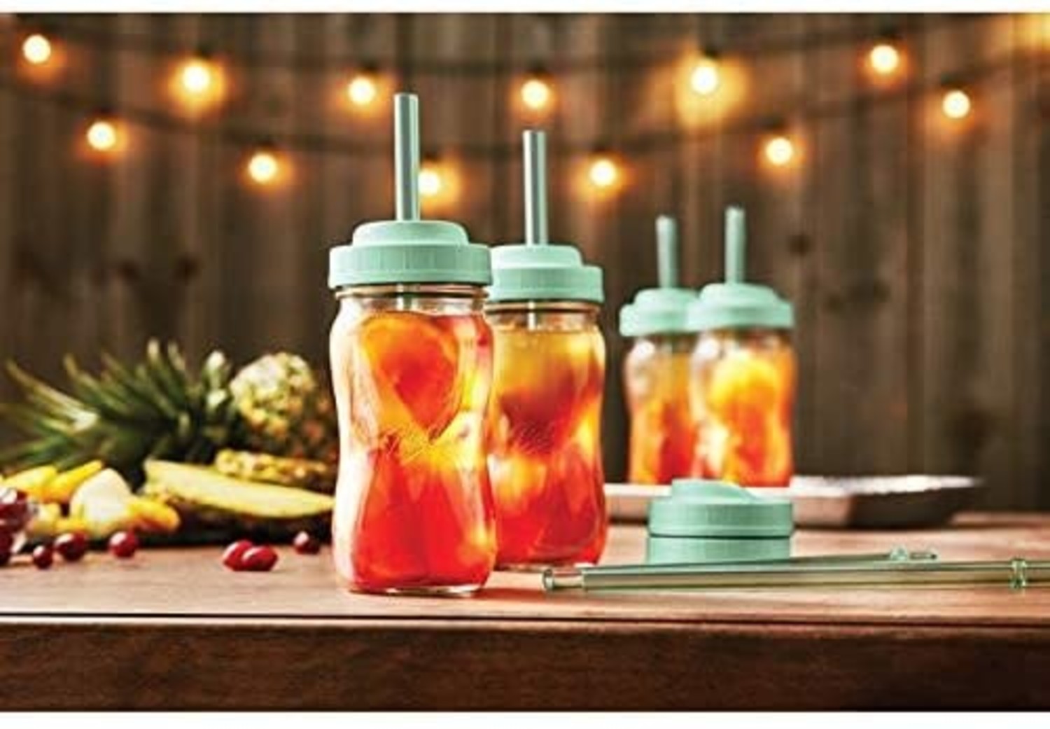 2 Ball Glass Mason Drinking Jars with 2 Sip and Straw Lids 2, 16oz Regular Mouth 