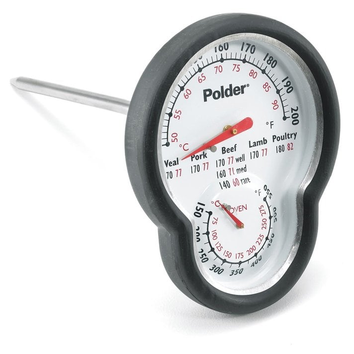 HIC Kitchen Roasting Meat Thermometer, Oven Safe, Stainless Steel, 3-Inch  Easy-Read Face