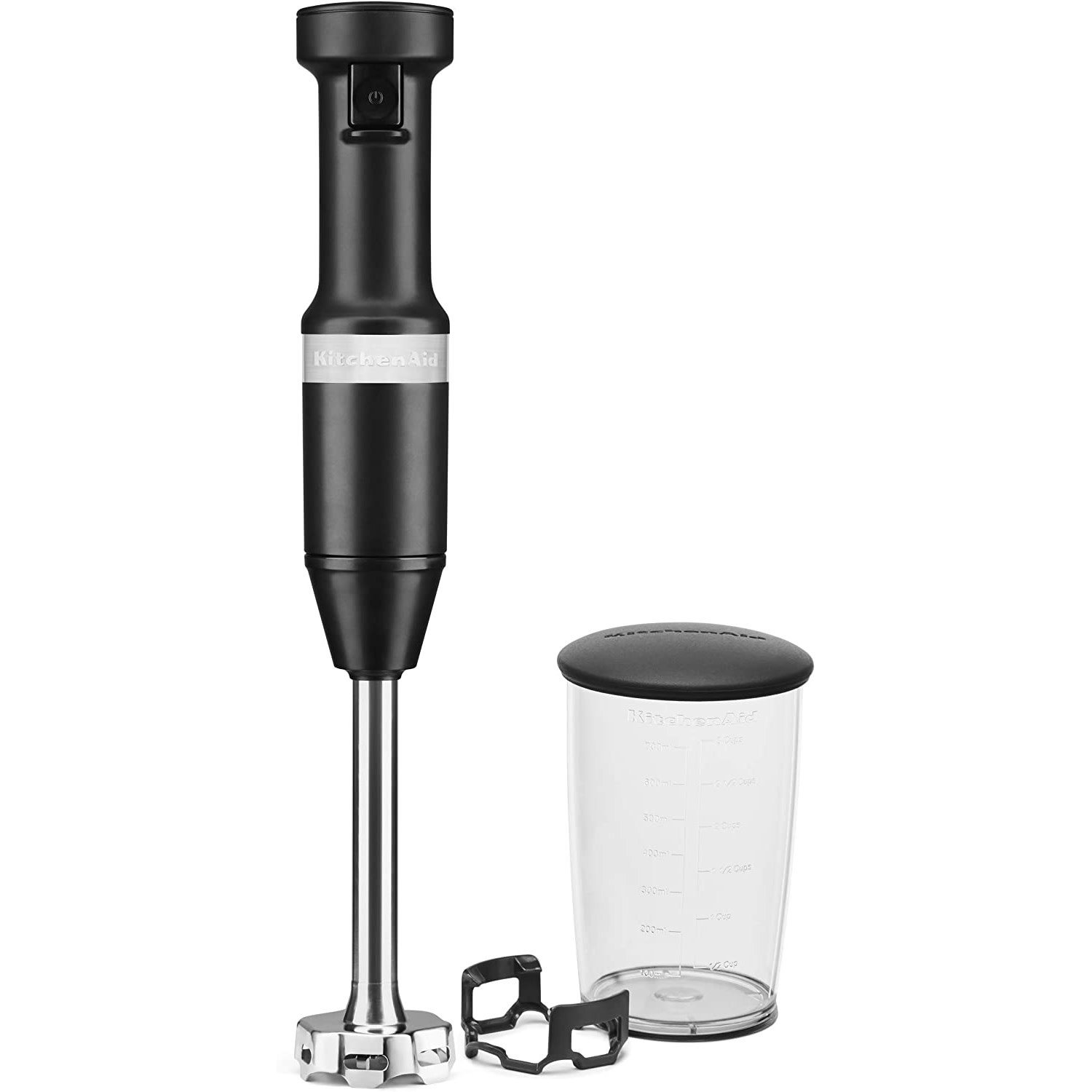 KitchenAid Cordless Variable Speed Black Matte Hand Blender with Chopper and Whisk Attachment