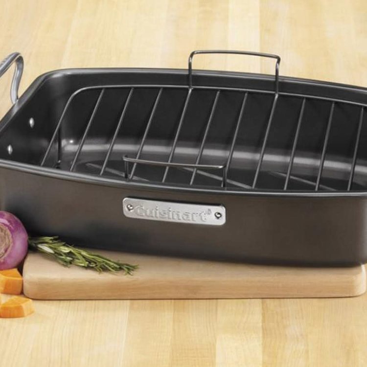 roasting pan, 17x13" non stick w vrack Whisk