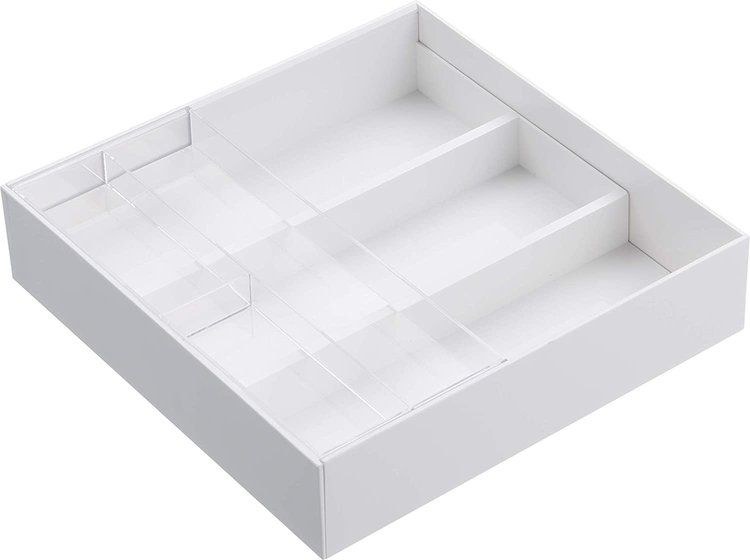 Yamazaki Expandable White Flatware Tray