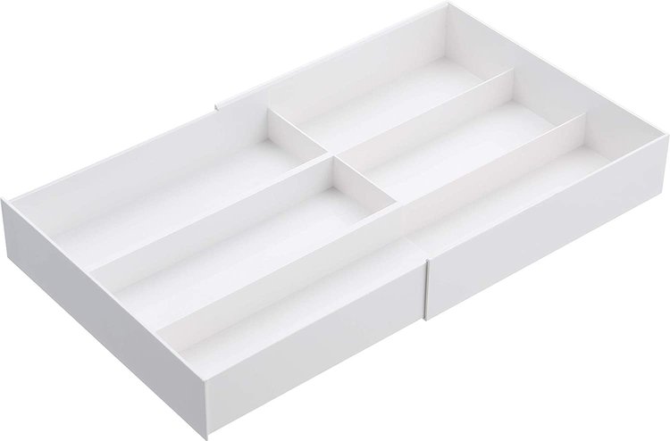 Yamazaki Expandable White Flatware Tray