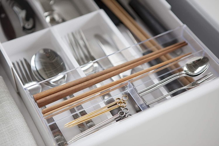 Yamazaki Expandable White Flatware Tray