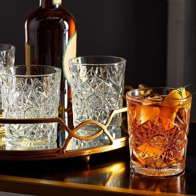 12oz Hobstar Whiskey Glass