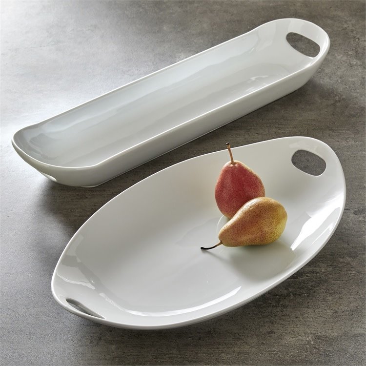 19x11.5" White Platter with Handles