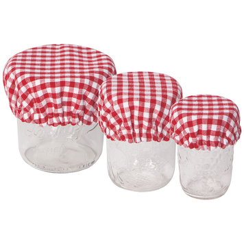 Gingham Jar Covers, set of 3