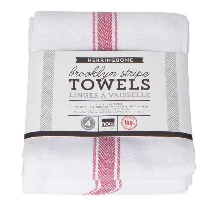 Set of 4 Poppy Brooklyn Stripe Dishtowels