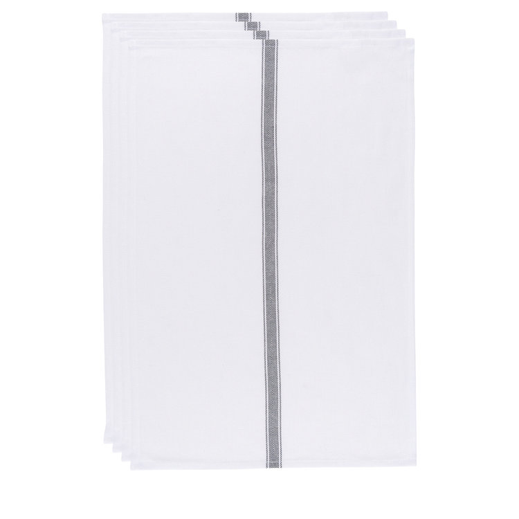 Set of 4 Black Brooklyn Stripe Dishtowels