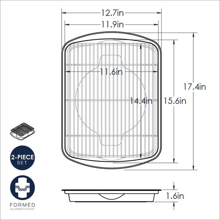 15.6x11.6" Baking Tray With Carbon Steel Rack