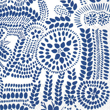 Blue & White Nasia Paper Lunch Napkins, set of 20