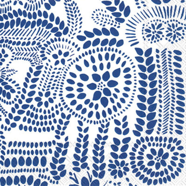 Blue & White Nasia Paper Lunch Napkins, set of 20
