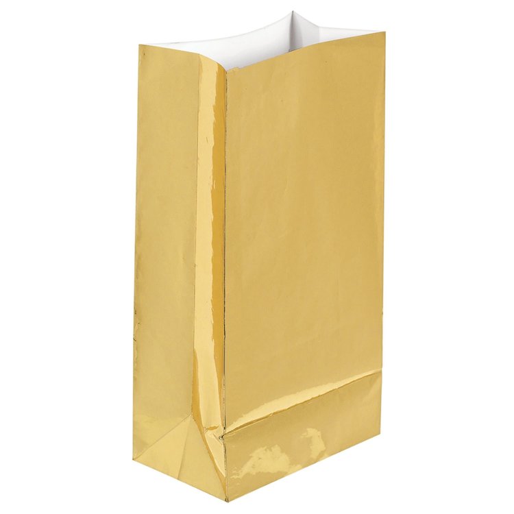 9.5x5" Gold Foil Paper Bags, set of 12