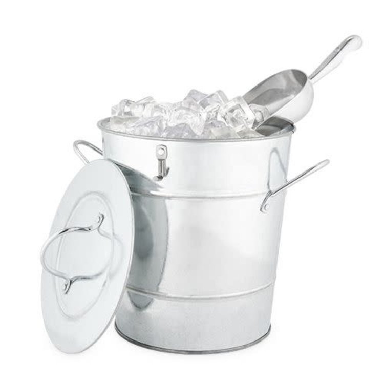 Galvanized Ice Bucket with Scoop and Lid