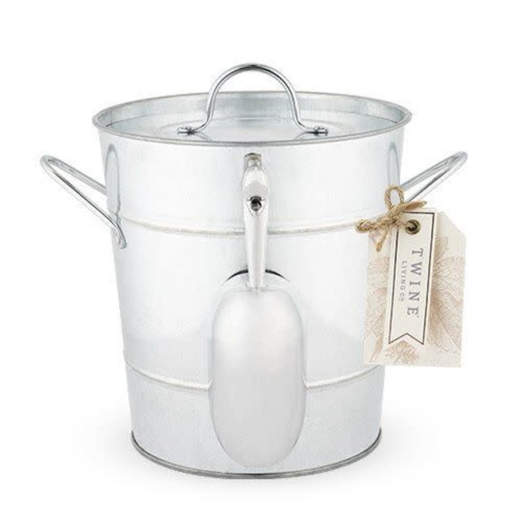 Galvanized Ice Bucket with Scoop and Lid