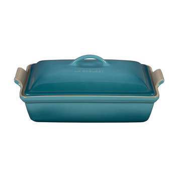 Le Creuset Le Creuset 4 quart Rectangular Caribbean Blue Heritage Casserole with Lid