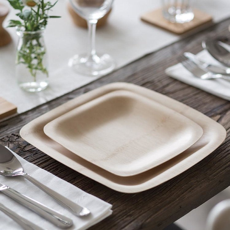 7" Square Bamboo Plates, set of 8