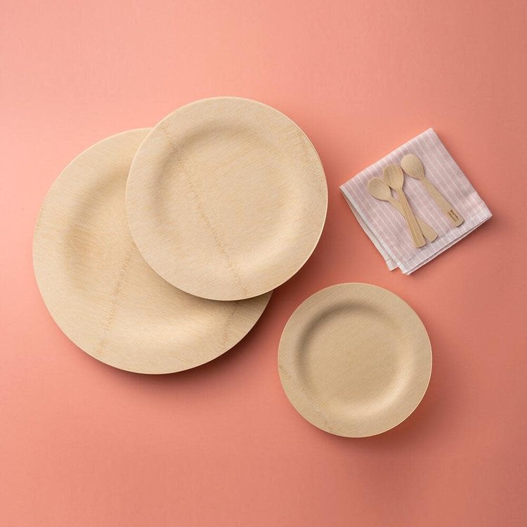 11" Round Bamboo Plates, set of 8