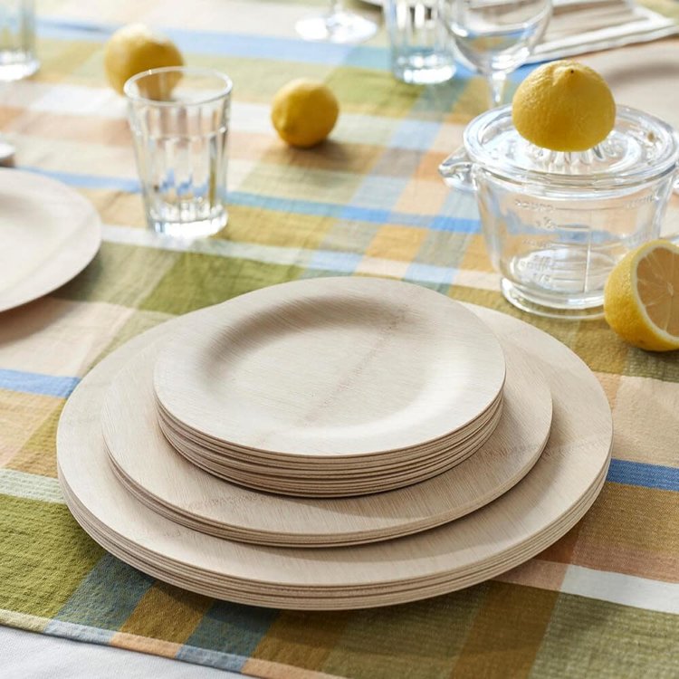 11" Round Bamboo Plates, set of 8